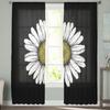 Daisy Black Background Tulle Curtain Home Office Window Decor Bedroom Kitchen Balcony Modern Sheer Curtain