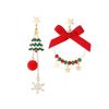 Christmas Star Silver Stud Earrings with Wool Ball & Asymmetrical Tassel - Winter Style Cartoon Clip for Girls