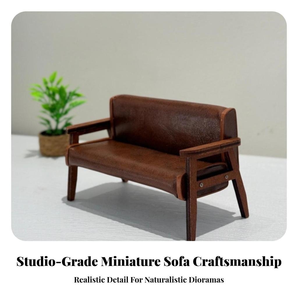 Miniature Wooden Sofa Toy Padded Furniture Detailed for DIY Miniatures, Crafters