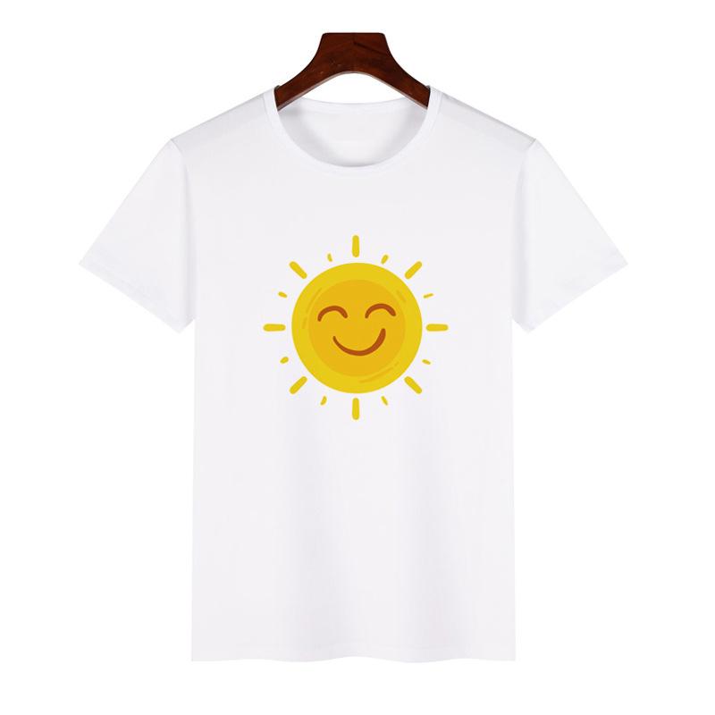 Trendy ShortSleeved Unisex Tshirt Sun Pattern Print Casual Polyester ParentChild Matching Summer Fashion Top for Boys Girls