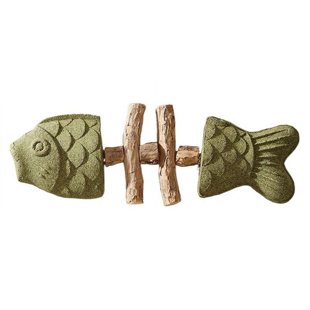 Funny Fish Bone Cat Chew Toy Wooden Teeth Cleaning Stick Cats Dental Toy for Dental Care Feline Toothbrush Alternative