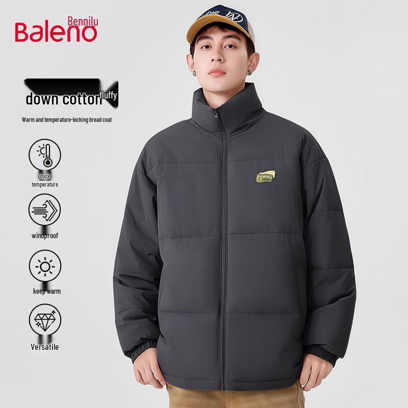 

Baleno Men s Winter Padded Stand-Collar Jacket L