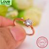 Female Crystal Stone Round Bridal Wedding Occasion Rings Rose Gold Tone Dainty Thin Finger Ring  Color Rings Minimalist Women Fine