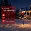 Holiday Path Stake Lights Santa Garden Light, Solar Powered Crescent Moon Lamp, Double Ornament Glass Globes, Christmas Waterproof Pathway