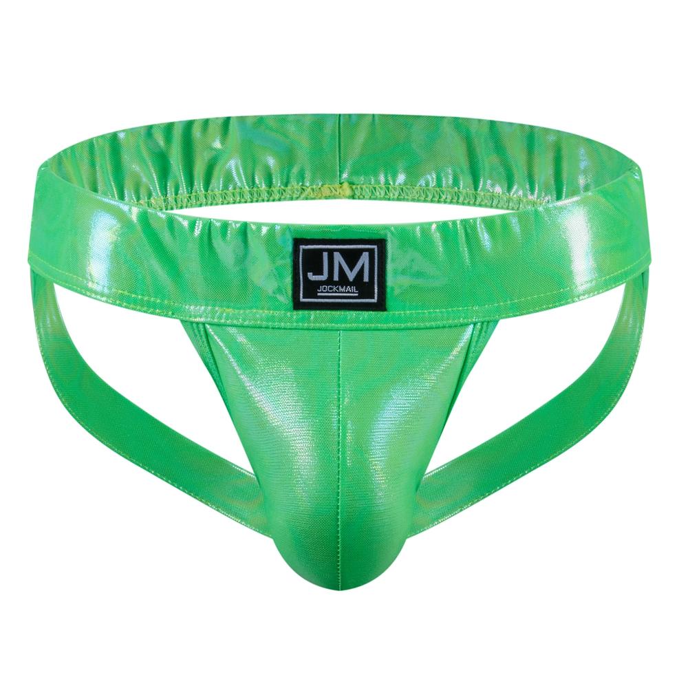 Jockstraps JOCKMAIL Fashion Low Waist Sexy Men's Underwear Gradient Colored Faux Leather Material Fabric Underpants