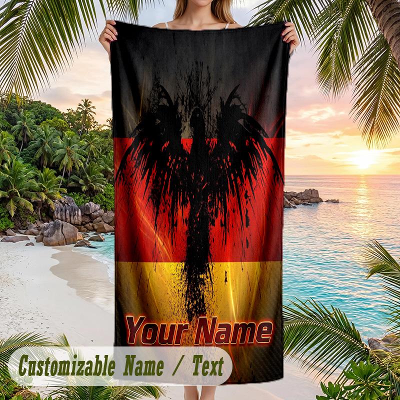 Strandtuch Deutschland Nationalmannschaft Druck Benutzerdefinierter Name Text Weiches Handtuch für Schwimmbad