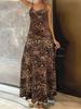 European and American casual fashion explosion summer loose sleeveless round neck leopard print suspender dress