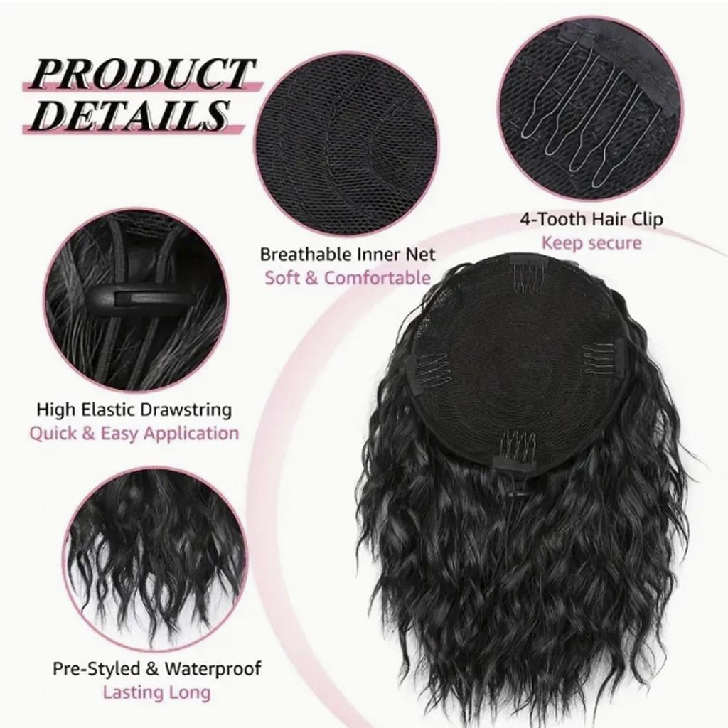 Messy Bun Hair Pieces Loose Wavy Curly Bun Short Drawstring Ponytail Hair Extensions Top Synthetic Ponytail Women's Hair Extensions