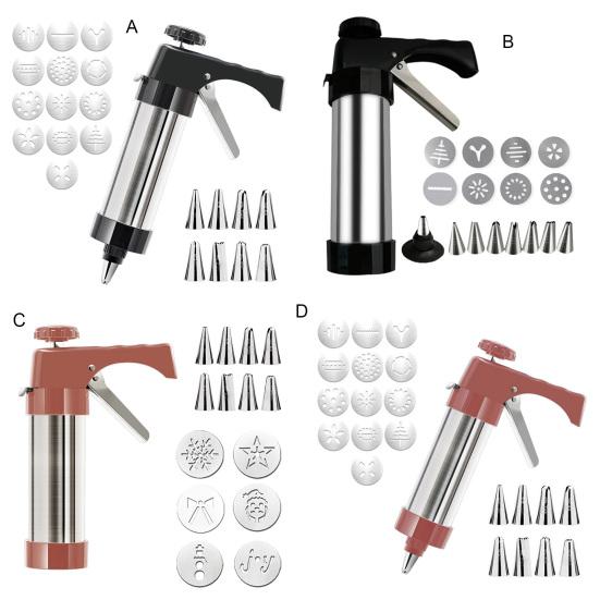 Cookie Press Maker Easy to Use 304 Stainless Steel Cookie Press with 13 Plates 8 Icing Tips Ergonomic Design Cookie Decorating Kit