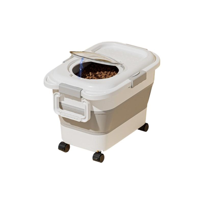 

Foldable Grains Rice Box with Sealing Lid Space Saving Pet Food Storage Container Colorful Snacks Organizer Kitchen Tool