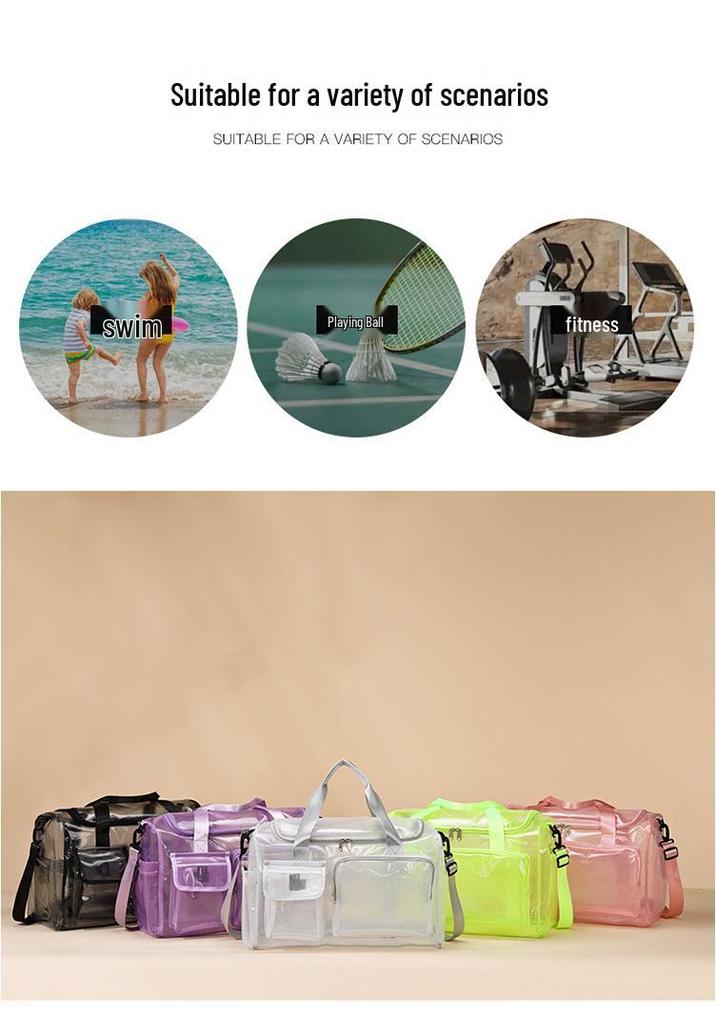 Clear Waterproof Beach Bag: Large Capacity, Lightweight, Versatile Travel & Sports Tote