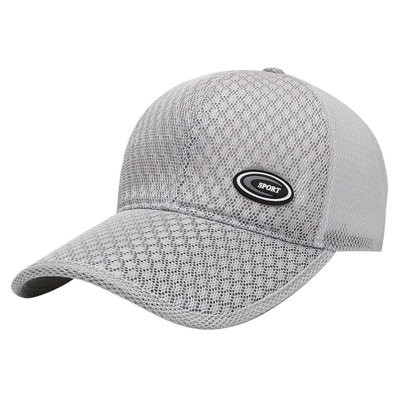

[White Fang] mesh cap logo hat long brim sports running outdoor men s ladies CA581 (light gray)