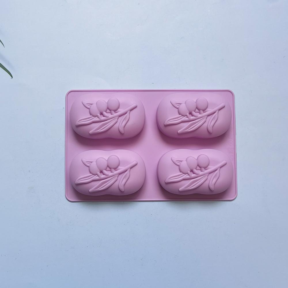 4 Cavities Oval Olive Tree Silicone Soap Mold DIY Soap Making Kits Handmade Cake Candle Mold Gifts Craft Supplies Home Decor