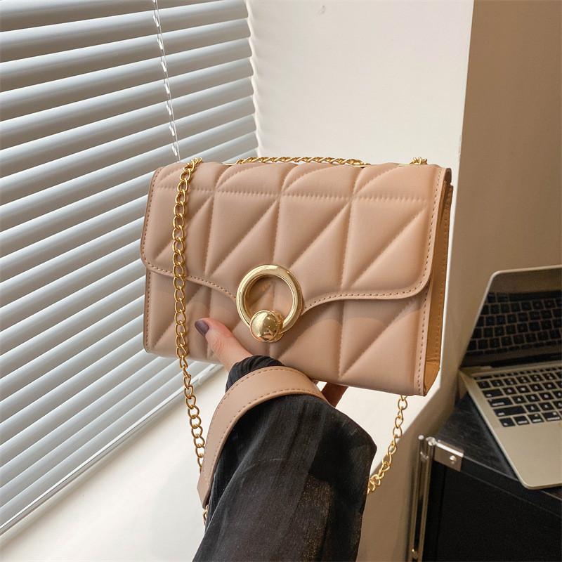 Gold Buckle Crossbody Bag For Women Summer Small Square Fashion Chain Shoulder Purse For Daily Use
