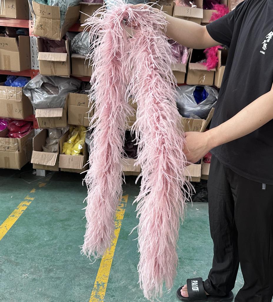 DIY 2M Blue Feathers Boa Ostrich Plumes Shawl 1/2/3/4/6Ply Wedding Drees Decoration Accessory Soft Fluffy Plume For Crafts White Boa