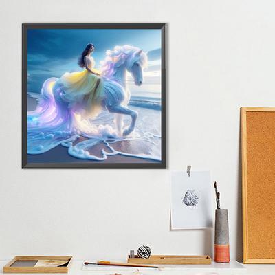 Beach Girl 5D DIY Full Drill Round Diamond Painting Kit for Home Wall Decor