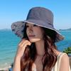 Korean Summer Large Brim Printed Double-Sided Fisherman Hat Women's Sun Hat Fashionable Outdoor Protection Cap