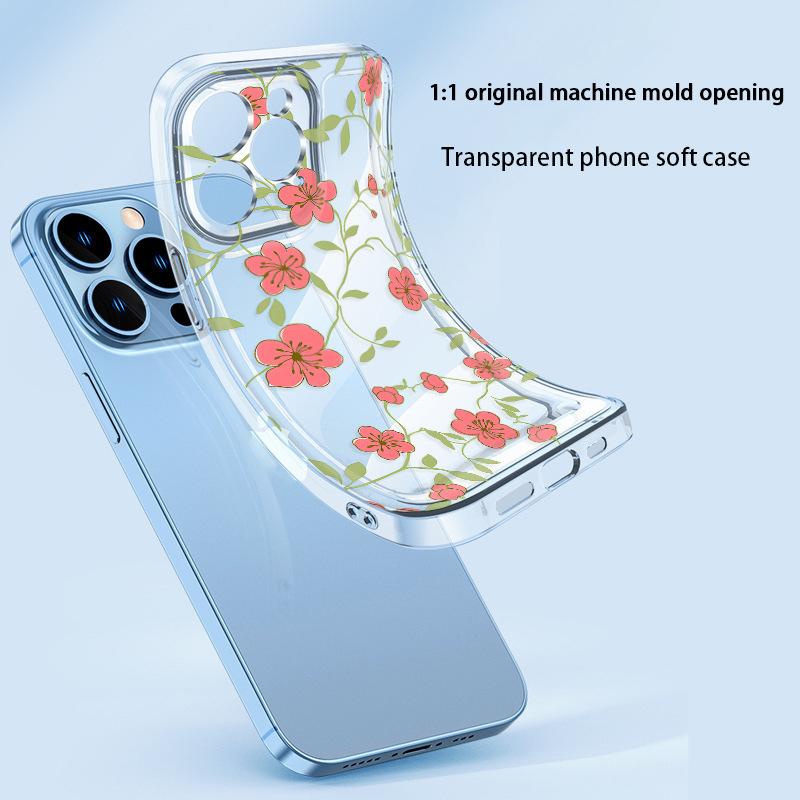 Shrimp skin hot burst ins wind pink vine floral iPhone case iPhone17 anti-drop TPU soft case advanced sense