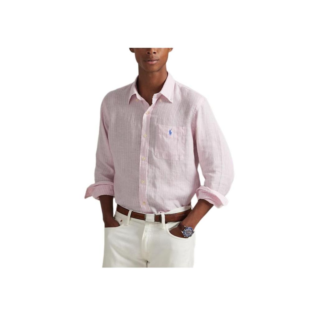 Koszula męska w paski z lnu Polo Ralph Lauren jednorzędowa 710P07024-001
