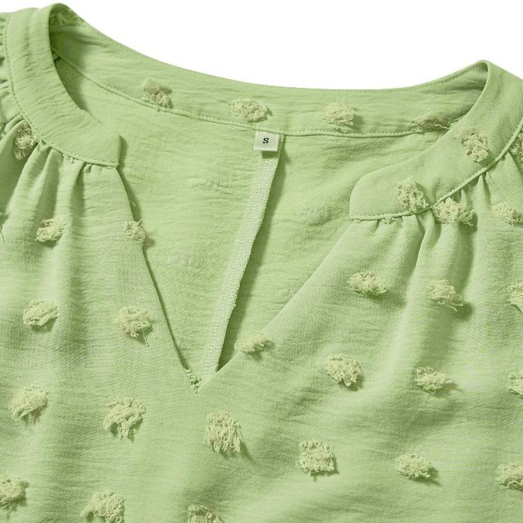 Women Casual Loose V-Neck Pullover Top Solid Color Blouse Half Sleeve Shirt Spring Summer S-XL