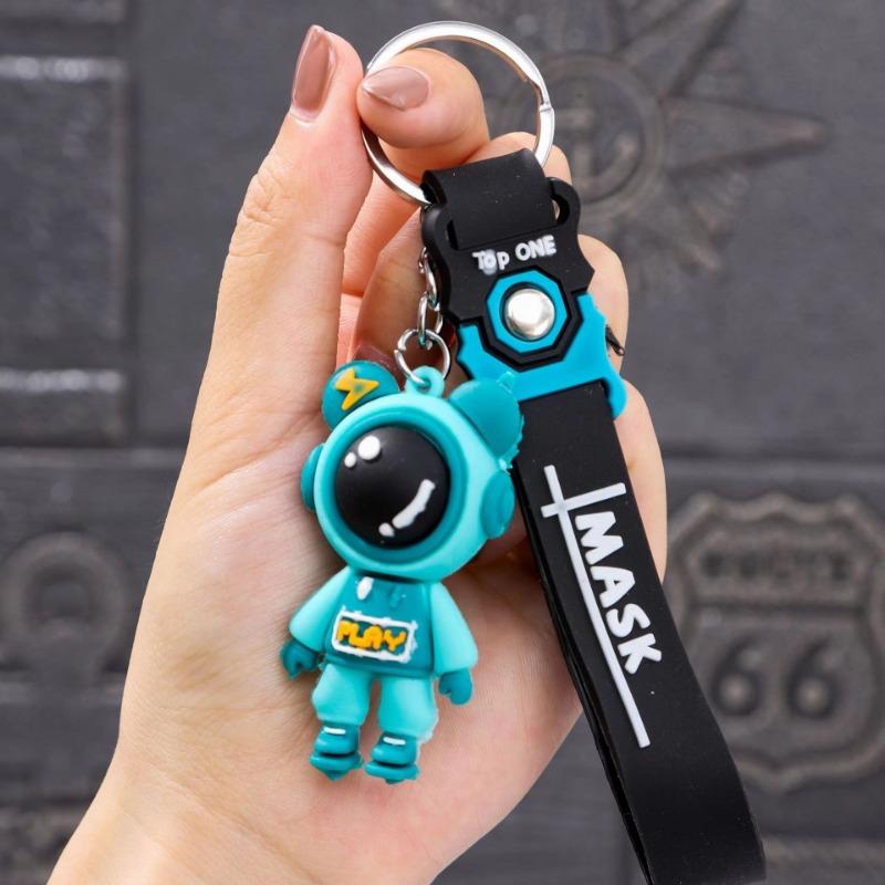 6cm Cartoon Lightning Bear Keychain Cute Astronaut Bear Doll Keyring Bag Pendant Couple Car Keyholder Creative Bag Charm Accessories