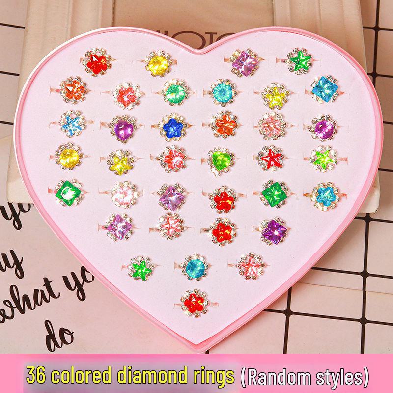 Inele de cristal cu desene animate prințesă pentru fetițe - Cadou de bijuterii pentru copii