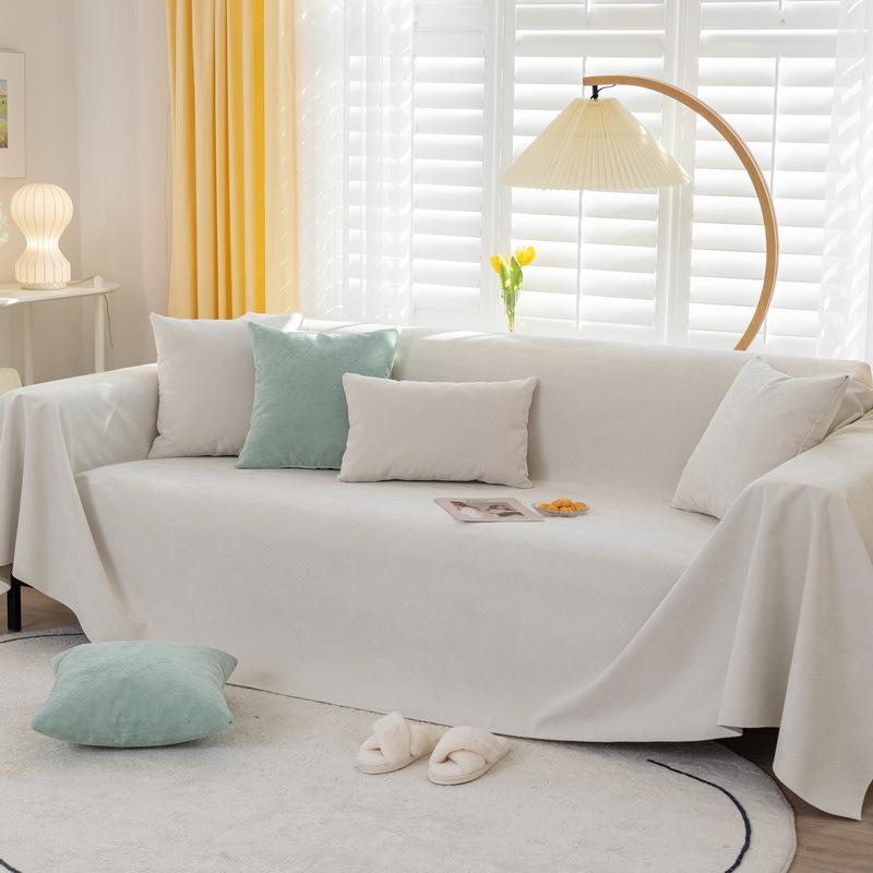 Four Seasons Waterproof Solid Color Cut Velvet Sofa Cover Towel Simple Non-Slip Urine-Proof Anti-Dirty Sofa Towel Covers