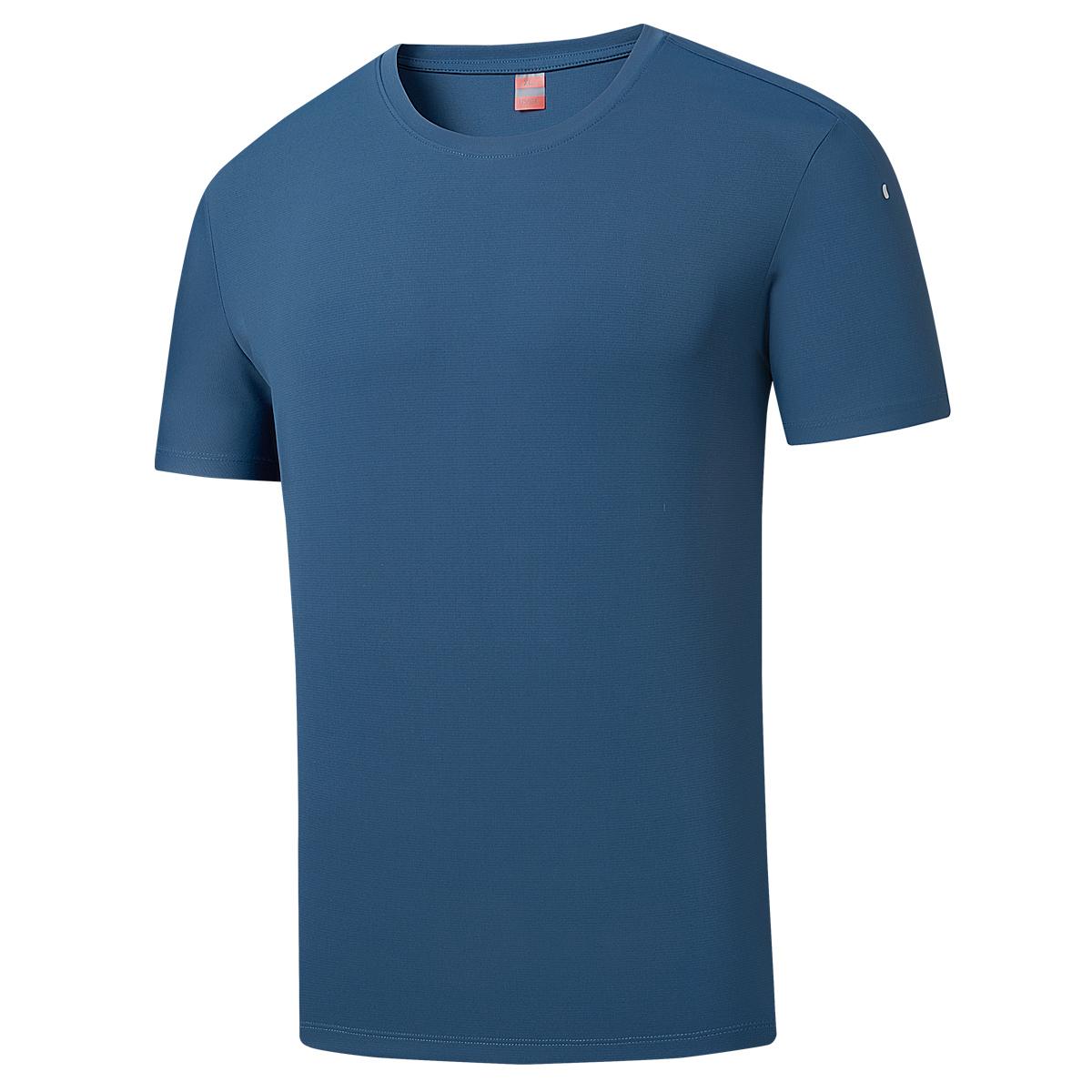 Quick-drying ice silk T-shirt men s fitness sports short-sleeved seamless round neck short-sleeved top 2XL синий