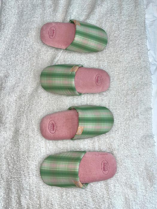 pouppet Cutie Check Room Shoes (Green check + pink) M size (220-250) M (220-250) + Gift Package (600 won)