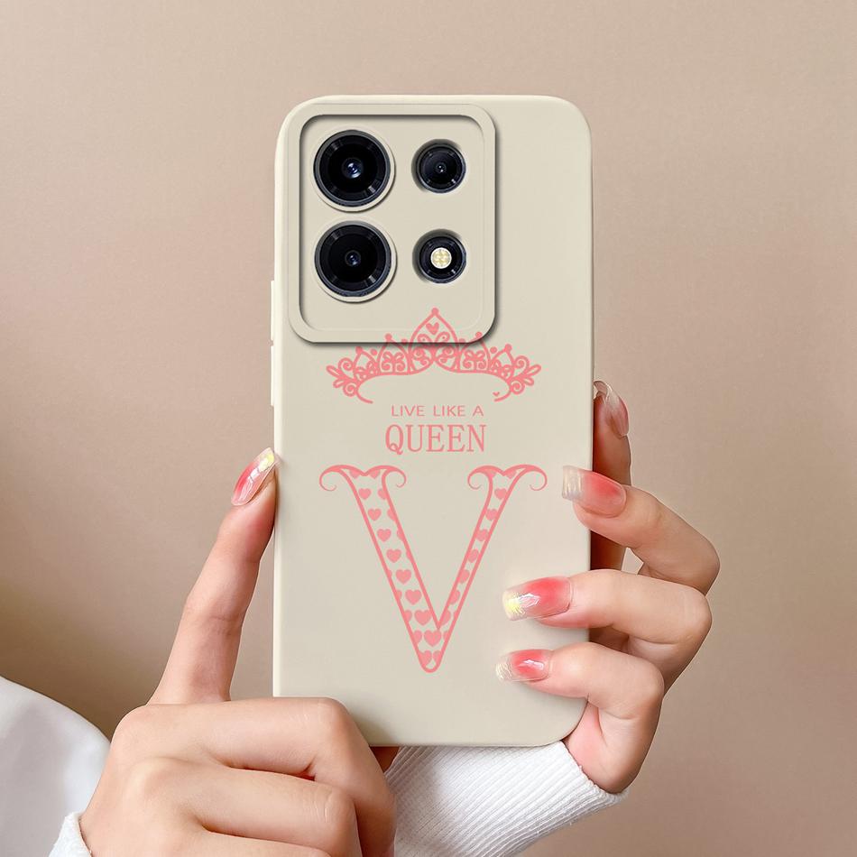 For Infinix Note 30 Pro Vip 30i Case Crown 26 Letter Upgrade Lens Protection Soft Liquid Silicone Cover For Infinix Note30 30Pro