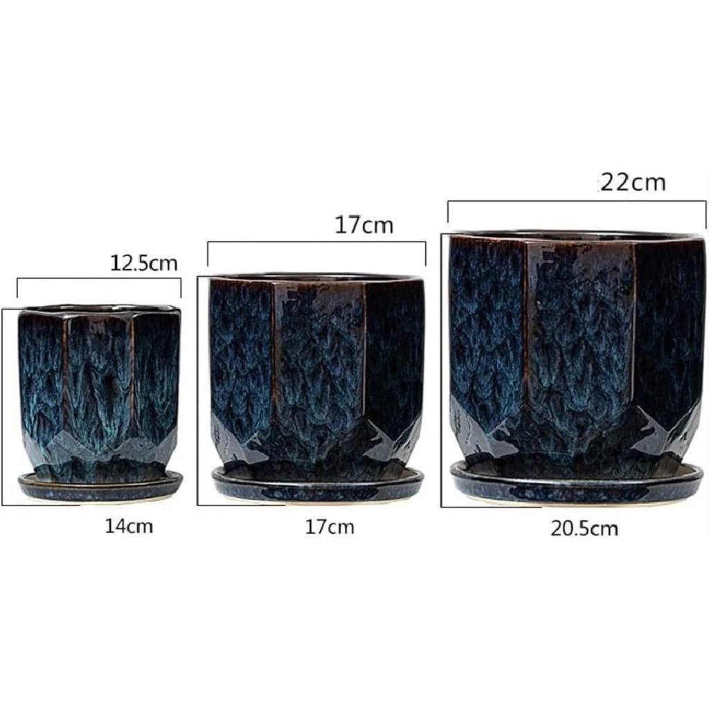 Peacock Blue Ceramic Flower Pot Chinese Style Planter Pot Succulent Plant Pot Home Decoration Gift Indoor Home House Flower Succulent Cactus Herb