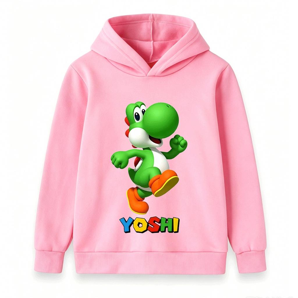 Kids Boys Girls Casual Hoodie, Cute Dinosaur Character Print Long Sleeve Pullover Sweatshirt for Children Daily Wear