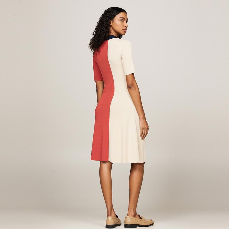 Tommy Hilfiger Casual Smooth Flowing Tennis Skirt Fit Polo Dress Women dresses Red White Black WW0WW42712