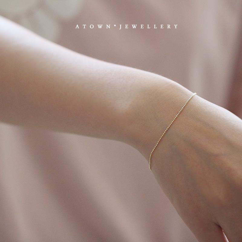 Xin Zhe Mei S925 Sterling Silver Gold-Plated Women’s Light Luxury Fine Gold Bean Bracelet