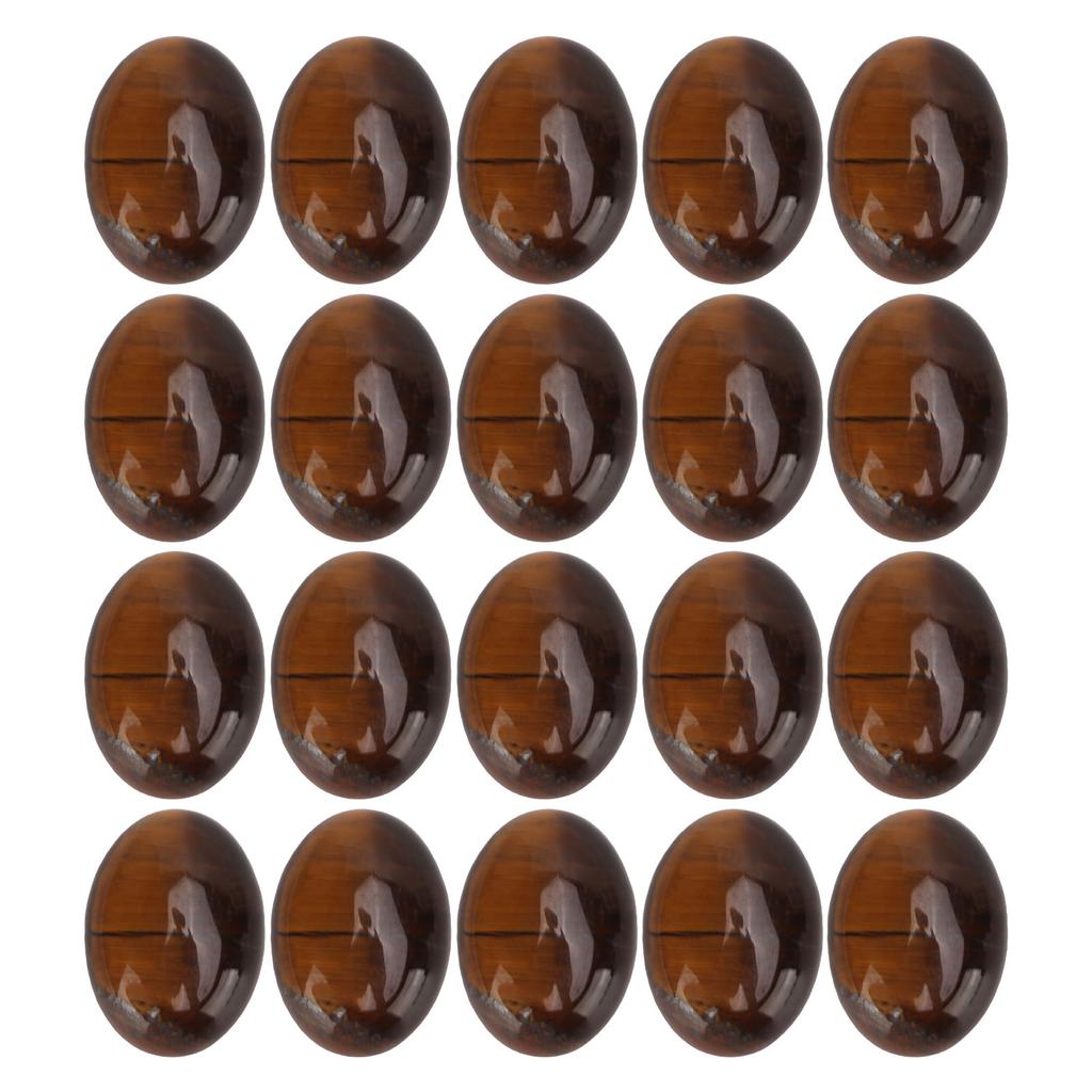 20 Pcs Yellow Tiger Eye Stone Natural Cabochons Oval Flatback Dome Beads for Jewelry Making