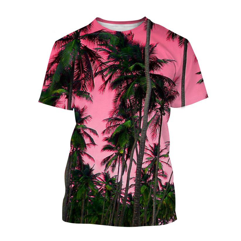 Hawaiian Style T-Shirts Palm Tree Pattern 3D Print Men Women Short Sleeve T Shirt Oversized Harajuku Y2k Tees Man Tops Clothing