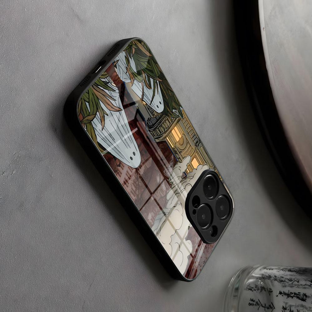 Happy Scary Halloween Phone Case Glass For IPhone17 Air 16 15 17 14 Pro Max 13 12 11 X Japanese Animation XS XR Plus For Samsung
