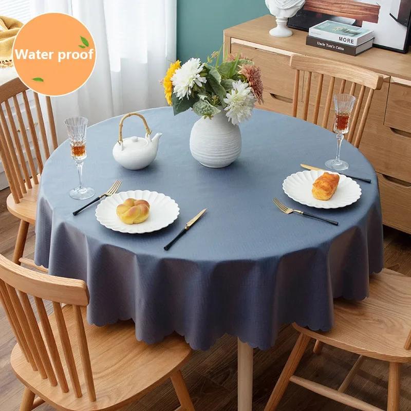 Proud Rose Waterproof Round Table Cloth Pvc Oil-Proof Table Cover European Household Round Plastic Dining Tablecloth Table Cover