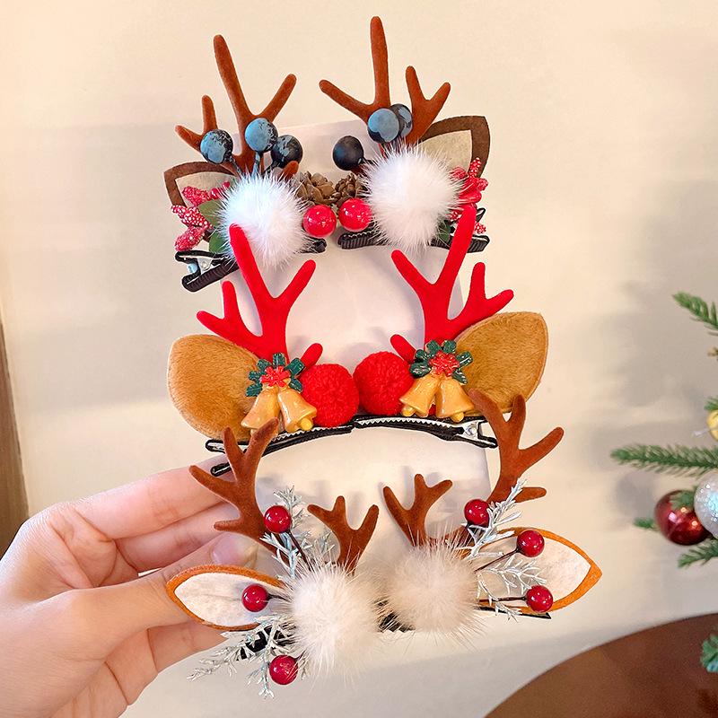 Christmas Antler Hair Clips for Girls - Holiday Party Hair Accessories for Children