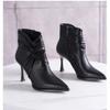 Fashion High Heel Ankle Boots Women's Autumn and Winter New Pointed Toe Brown Boots Zipper Leather Sexy Pleated Designer Boots Mujer