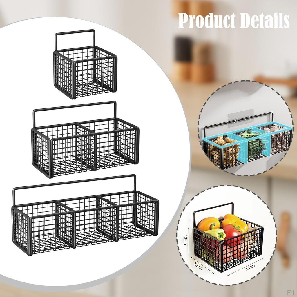 3 Pieces No Drill Wall Hanging Bathroom Basket Combo, Fruit Wire for Shower Multipurpose