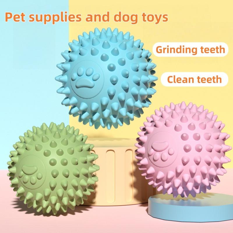Pet Dog Toy Ball Solid Bite-Resistant Chewing Indestructible Bouncing Ball Dog Rubber Training Interactive Game Teething Ball