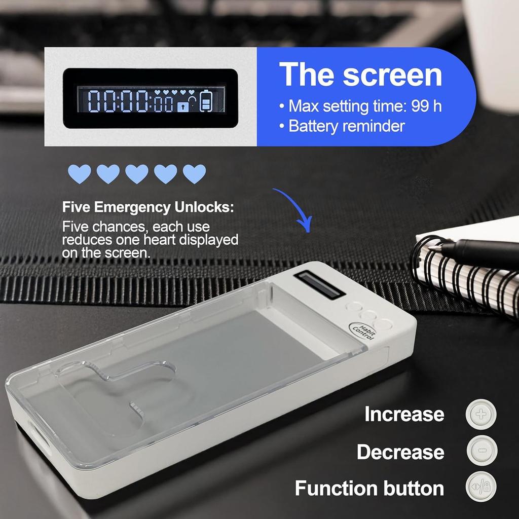 Phone Lock Box Self-Control Case with Timer Timed Cell Phone Jail Locker for Students Kids Adults Family Home Office Gym Travel