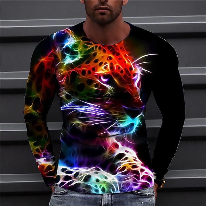 Men's Gothic Dragon Long-Sleeve T-Shirt Fashionable Casual Round-Neck Top Loose-Fitting and Breathable Men's Long-Sleeve Shirt