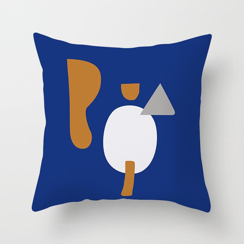 New Ins Nordic-style Pillowcase Geometric Abstract Art Figure Blue Pillow Cushion Cover