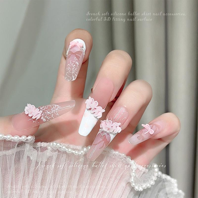 30Pcs 3D French Nail Art Skirt Hemline Charms Accessories Curved Resin Lace For Manicure Nails Decoration Supplies