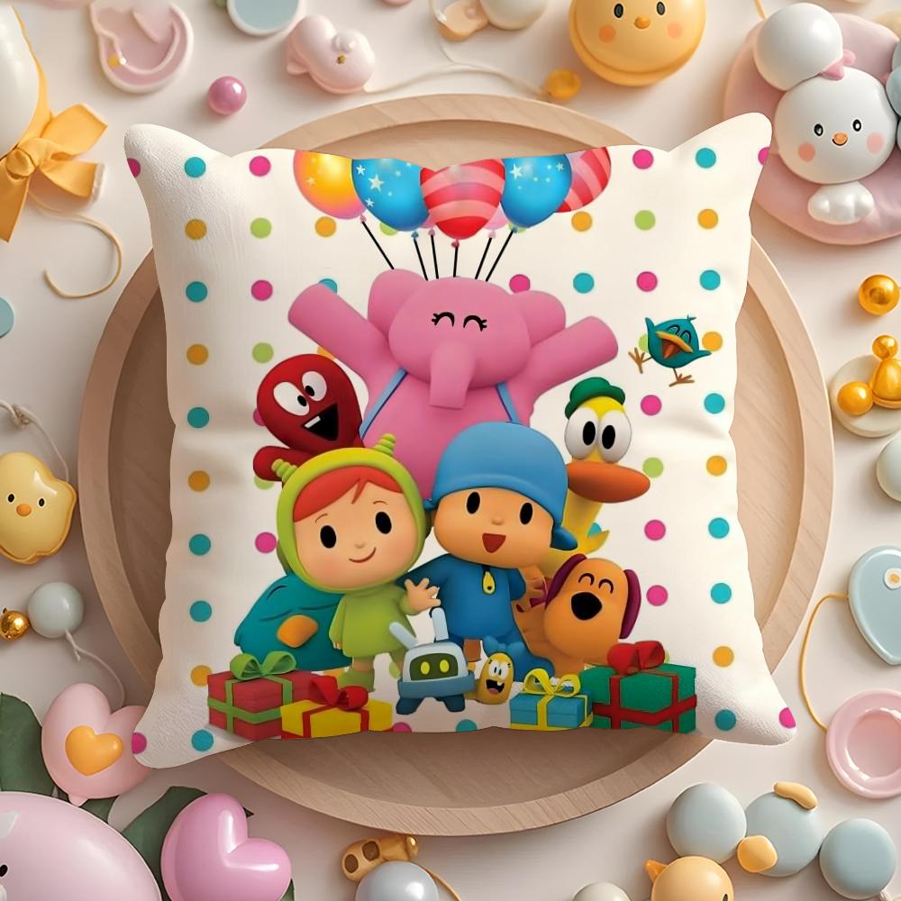 Cartoon Cute P-Pocoyo Pillow Case Short Plush Double-Sided Printing Home Machine Washable In Warm Winter Cushion Cover