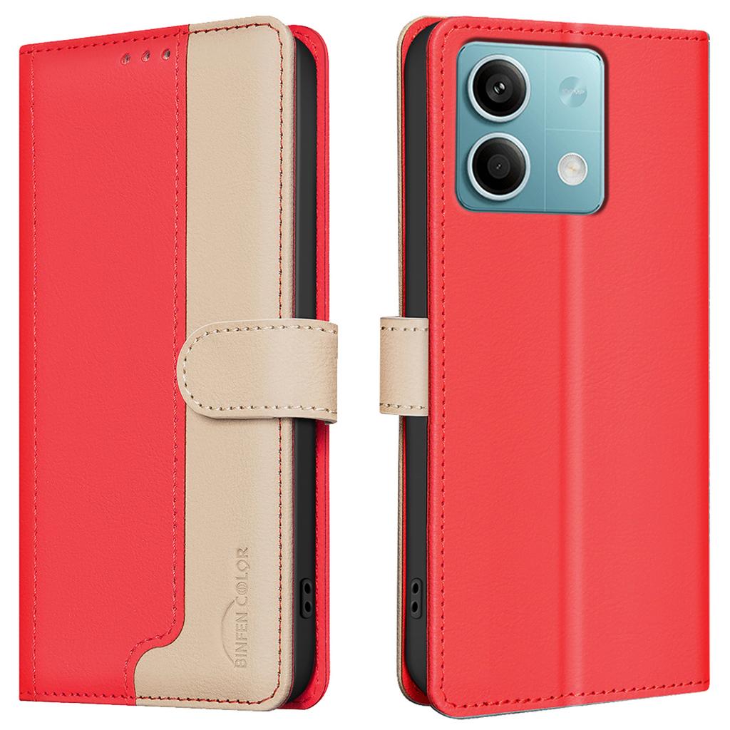 For Xiaomi Redmi Note 13 5G Leather Case Splicing Color Wallet Cover