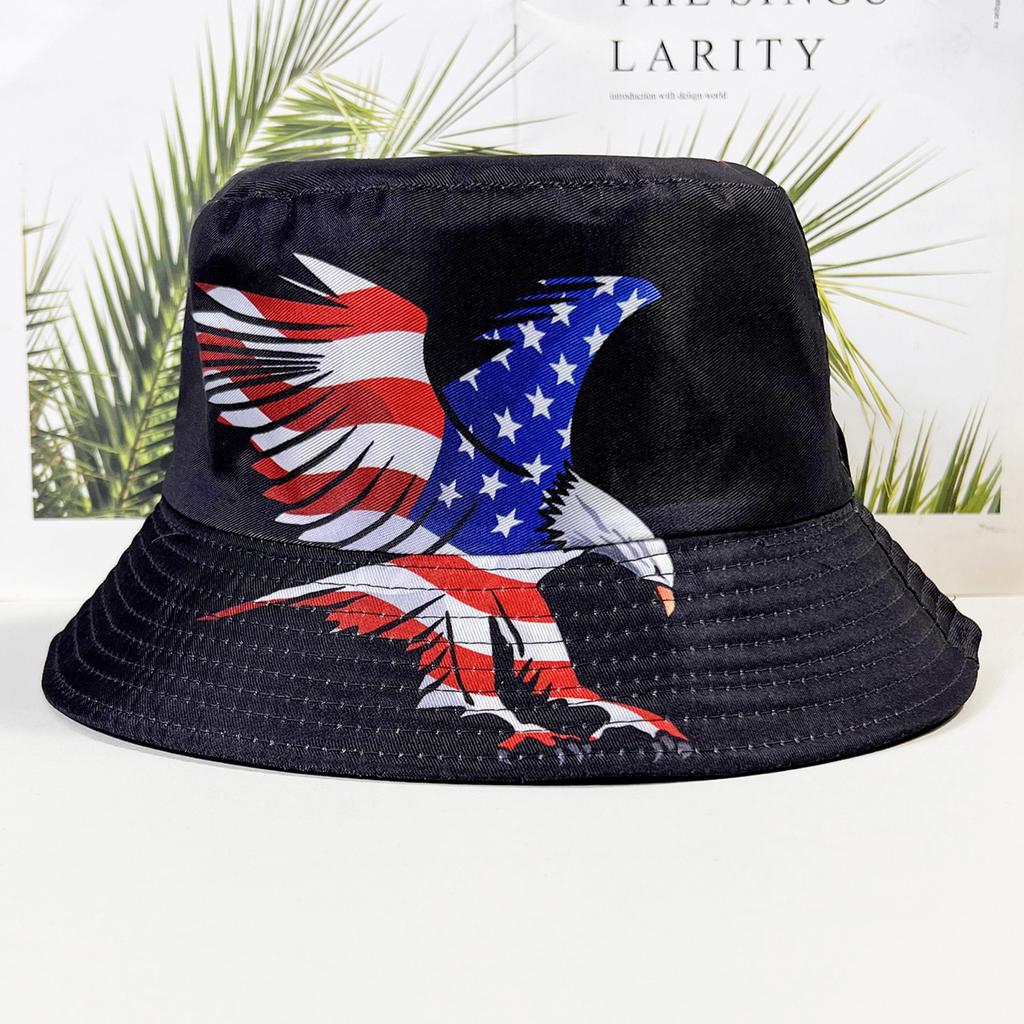 American Flag Bucket Hat Patriotic Eagle Print Sun Cap for 4th of July Independence Day Celebration Outdoor Wear