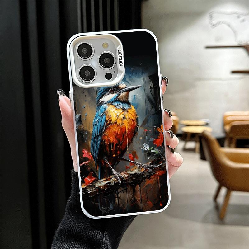Bird Oil Painting Style Soft Phone Case for iPhone 15 16 17 Pro Max 17Air 16E 14 Plus 13 12 Mini Shockproof Cover Back Shell